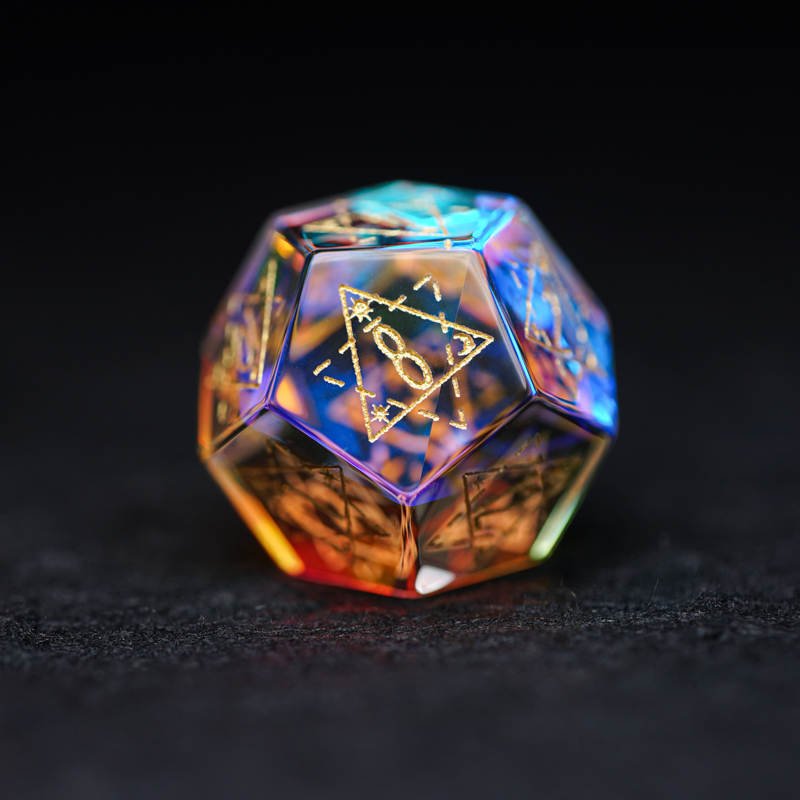 Prismatic Rainbow Glass Gemstone Dice Set - Geek Therapeutics