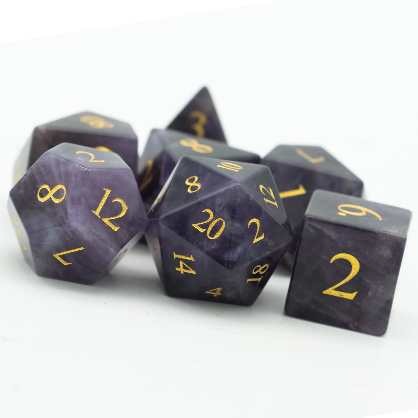 Purple Amethyst Gemstone Dice Set - Geek Therapeutics