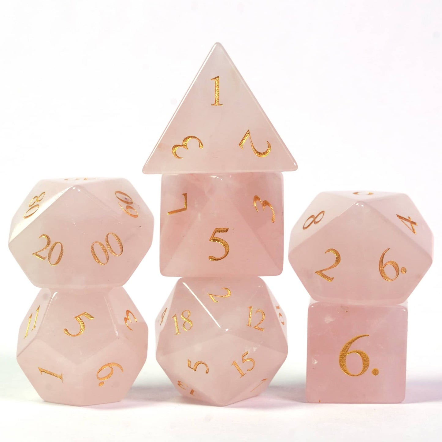 Rose Amethyst Gemstone Dice Set - Geek Therapeutics