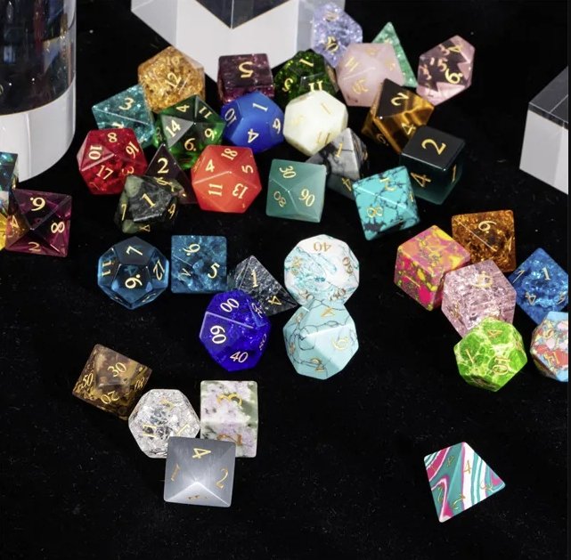 Semi-Precious Dice Bundle (3 Sets + D20) - Geek Therapeutics