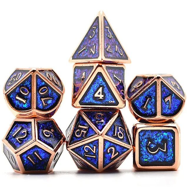 Sky Soar Dwarven Metal Plating Dice Set - Geek Therapeutics