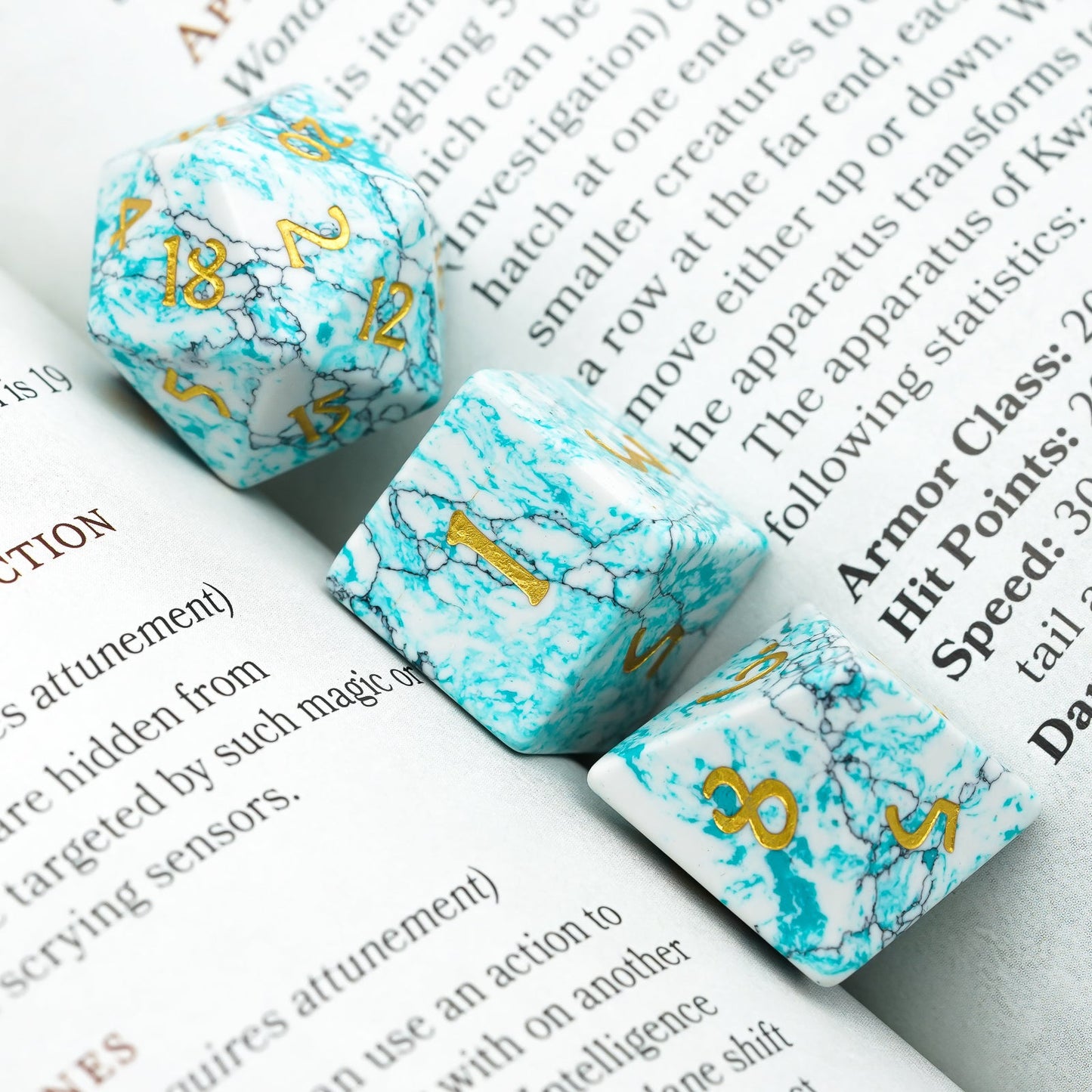 Textured Turquoise Gemstone Dice Set - Geek Therapeutics