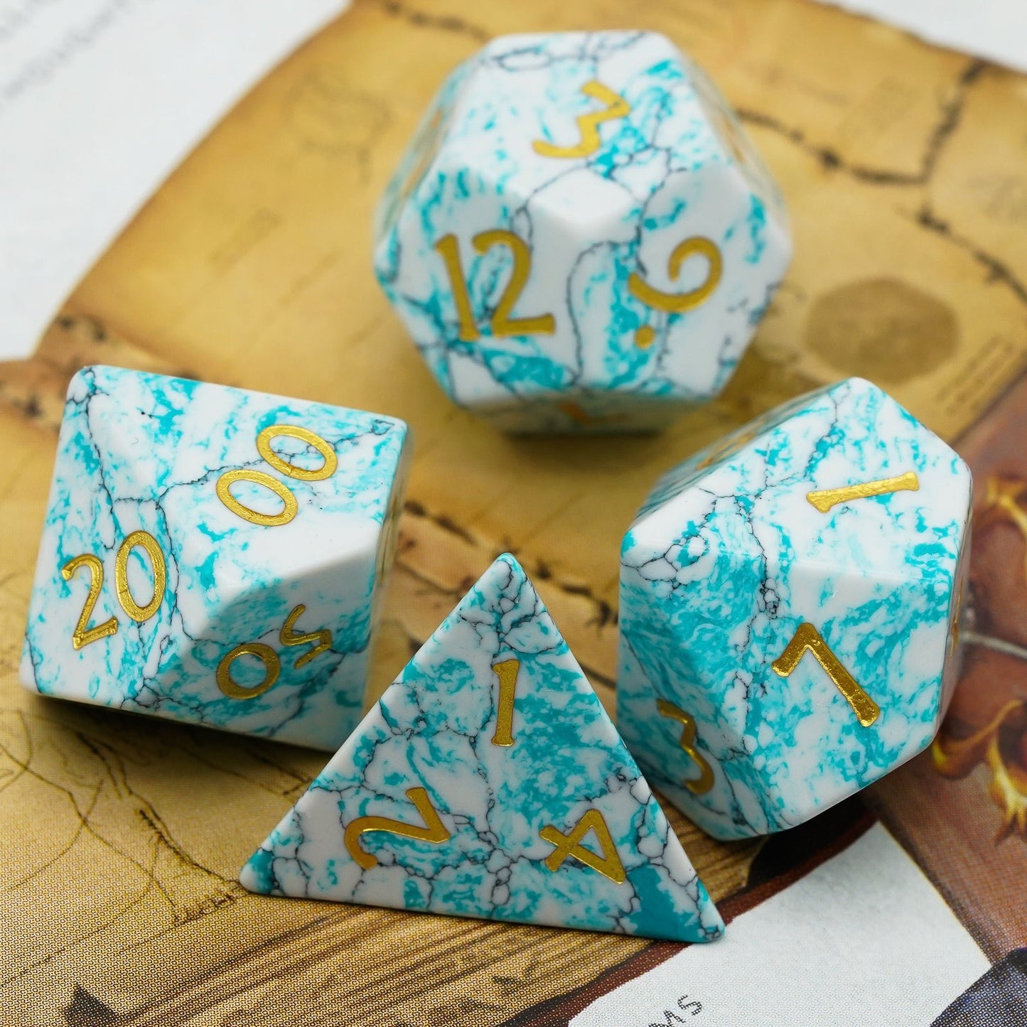 Textured Turquoise Gemstone Dice Set - Geek Therapeutics