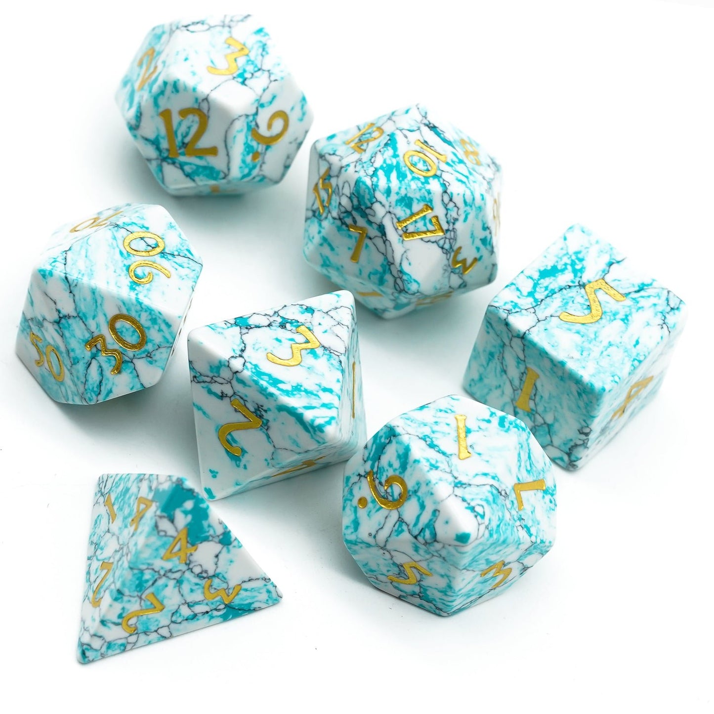 Textured Turquoise Gemstone Dice Set - Geek Therapeutics