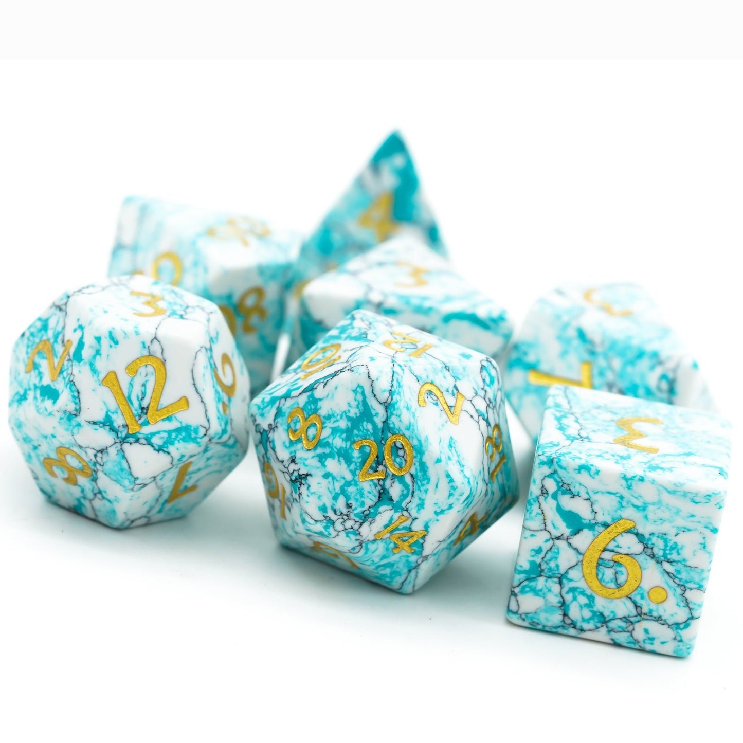 Textured Turquoise Gemstone Dice Set - Geek Therapeutics