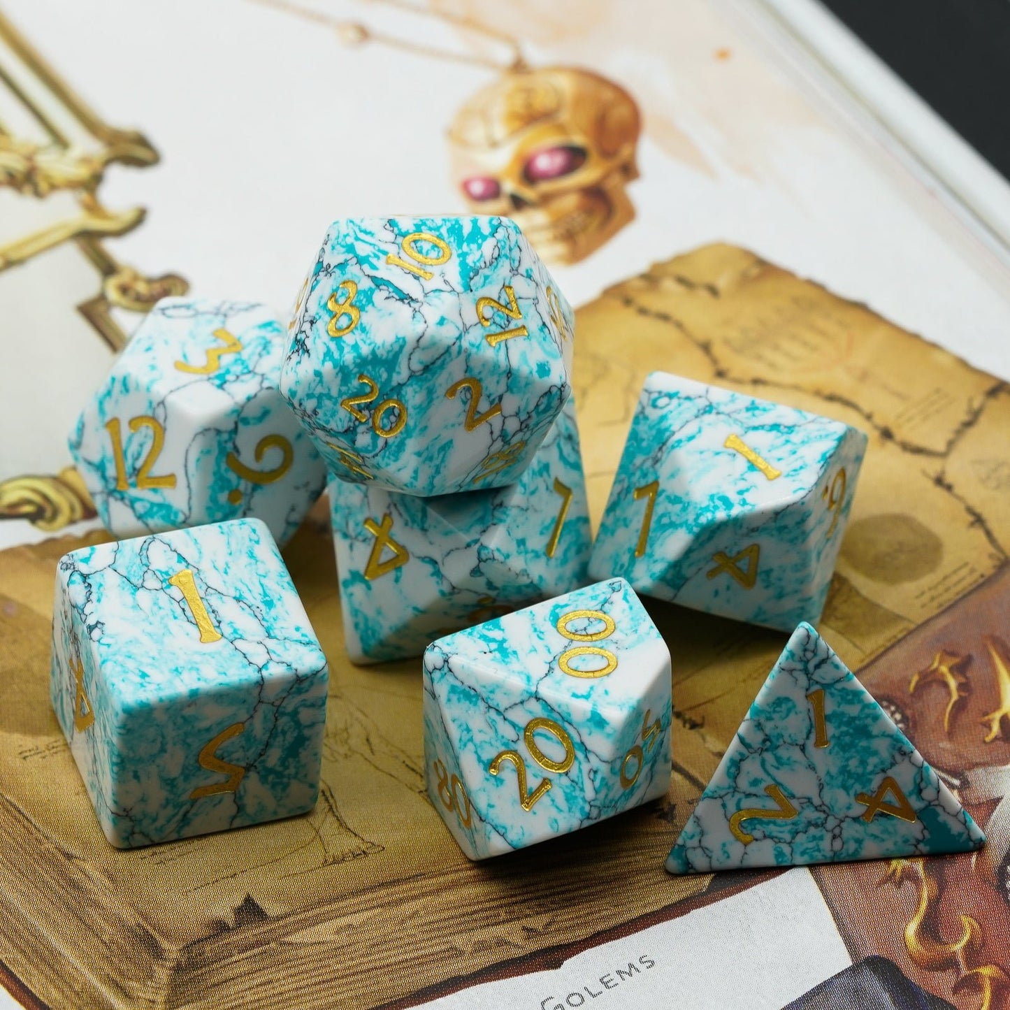 Textured Turquoise Gemstone Dice Set - Geek Therapeutics
