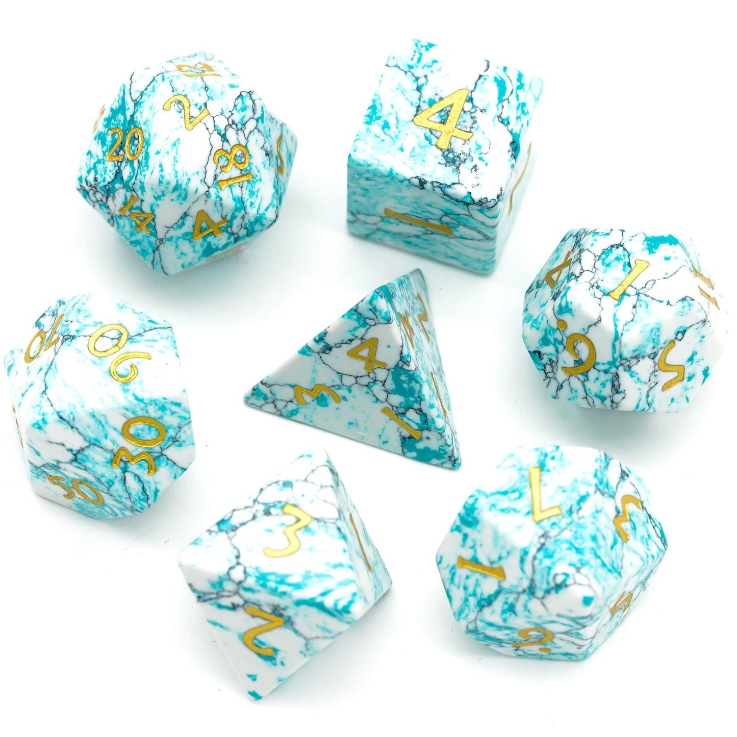 Textured Turquoise Gemstone Dice Set - Geek Therapeutics