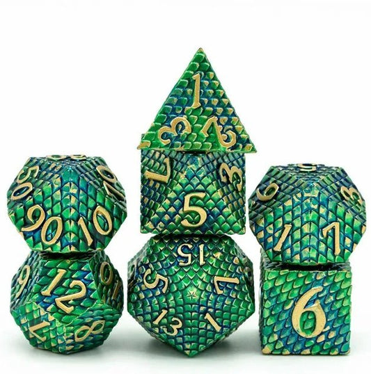 Forest Dragon Scale Metal Dice Set - Geek Therapeutics