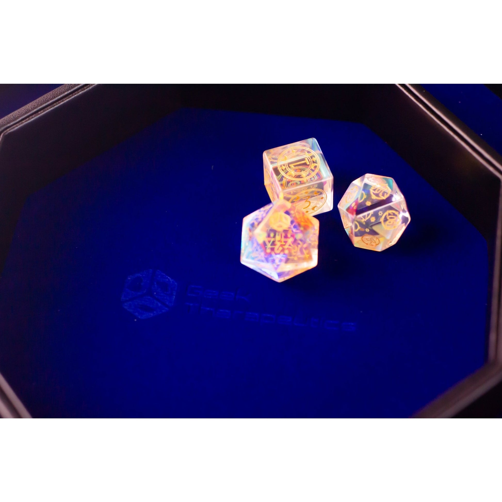 Leather Dice Vault With Lid, Storage for 5 Sets of Dice, and Staging Area - Geek Therapeutics