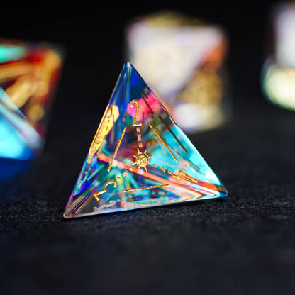 Prismatic Rainbow Glass Gemstone Dice Set - Geek Therapeutics