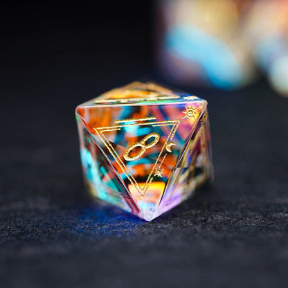 Prismatic Rainbow Glass Gemstone Dice Set - Geek Therapeutics