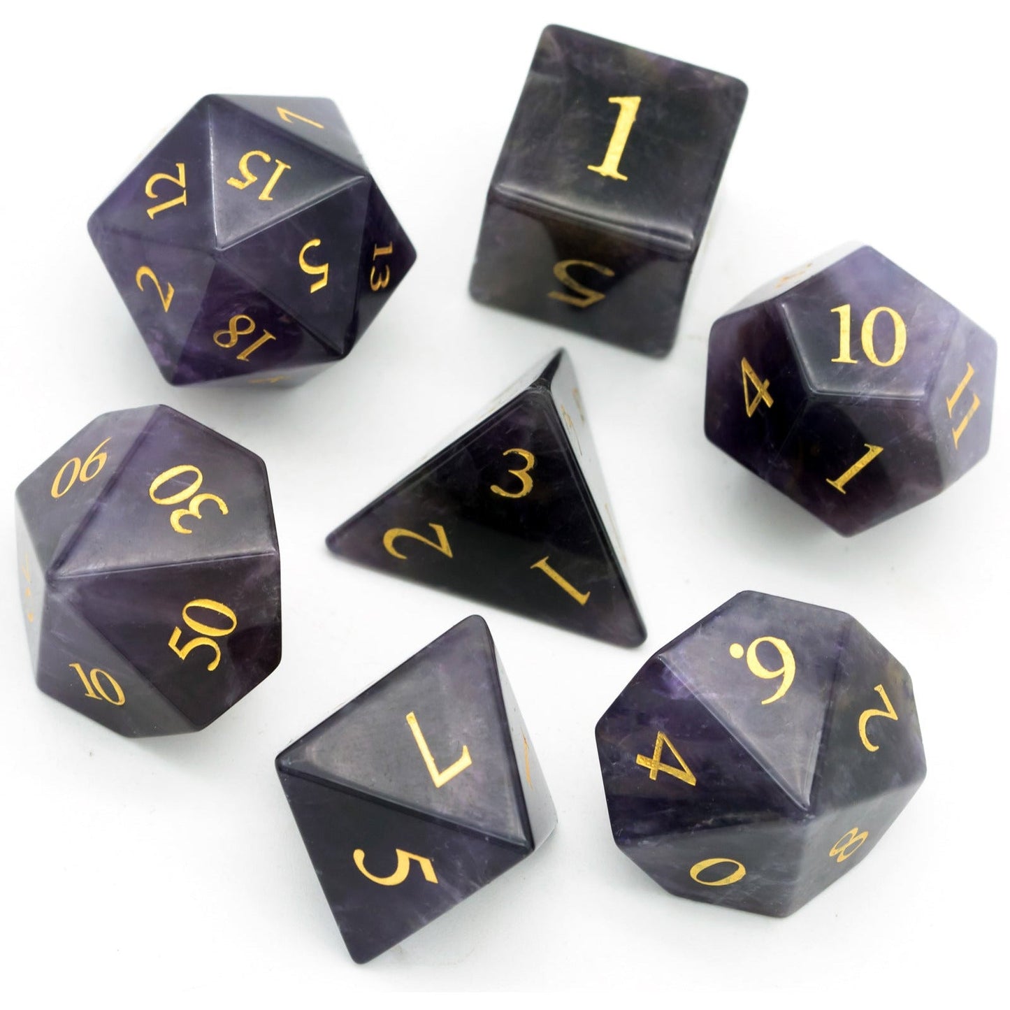 Purple Amethyst Gemstone Dice Set - Geek Therapeutics