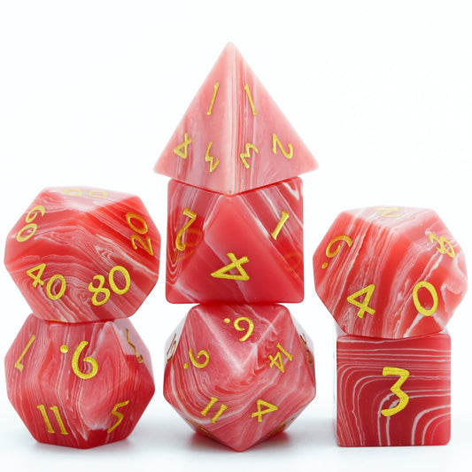 Red Agate Gemstone Dice Set - Geek Therapeutics